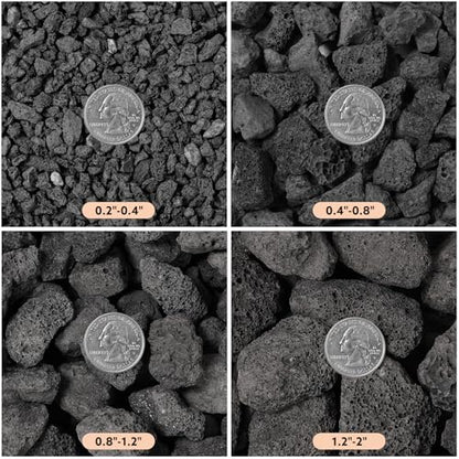 10 lb 0.8-1.2 Inch Small Black Lava Rocks for Fire Pits, Indoor Fireplaces, Outdoor Gas Fire Tables, Garden Landscaping Decoration - size: 0.8"-1.2"