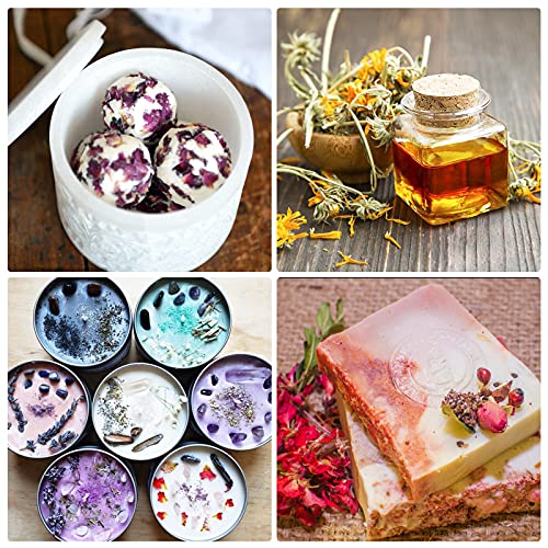 40 Bags Natural Dried Flowers Kit, Natural Dried Herbs with 2 Mesh Drawstring Bag for Soap,Candle,Resin Jewelry Making,Bath,Nail - Rose Petals,Rosebuds,Lilium,Jasmine,Don't Forget Me and More - color: 40 Bags*10g