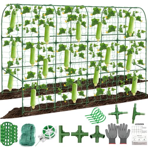 67 x 50 Cucumber Trellis for Raised Bed, U-Shape Metal Large Garden Trellis for Climbing Plants Outdoors with Netting, Garden Tools, Cucumber Arch Trellis for Vegetable Fruit Flower Plant Support - color: 1PC 67 x 50 IN Green
