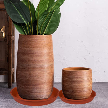 2 Pack of 22 inch Plant Saucer (19.1 inch Base), 3.6" Depth Tray, Large Deep Heavy Duty Saucers for Pots, Garden Bird Bath Bowl, Plant Trays for Indoors Outdoor (22", Terracotta) - size: 22" (2 pack)
