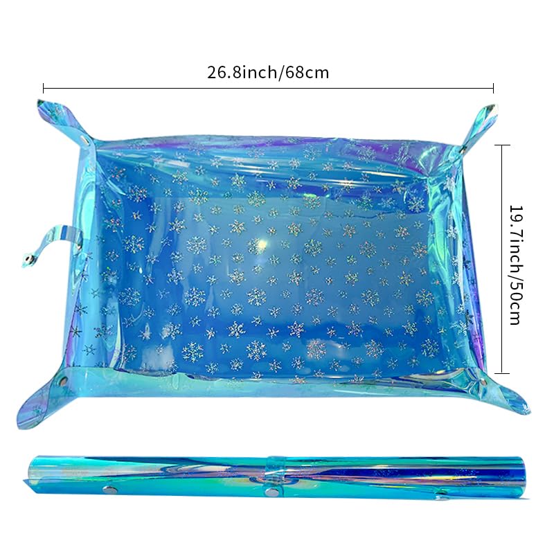 Kasepie Plant Repotting Mat, PVC, Foldable and Waterproof, Holographic Blue with Snowflake Design, 19 x 27 Inch (Blue+Dot) - color: Blue+dot