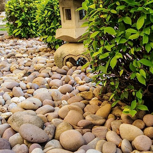 YISZM 20lbs Natural River Rocks, 1"-2" Premium Pebbles for Garden | Hand-Picked Smooth Stones for Fish Tank, Flower Pots, Indoor Water Fountains, Pathways, Backyard - size: 1-2 Inch