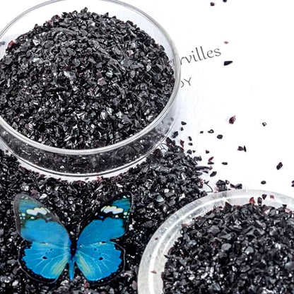Black Fine Crushed Glass for Resin Art & Crafts - color: Black