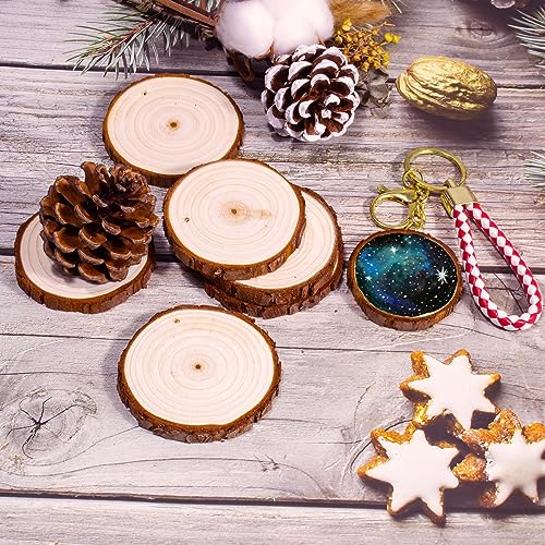 SENMUT Unfinished Wood Slices 30pcs 2.8"-3.0" Wood Circles for Crafts, Predrilled Natural Wood Rounds, Wooden Discs Perfect for DIY, Artistic Creations & Christmas Wood Ornaments for Crafts - size: 30PCS(2.8"-3.0"）with Hole