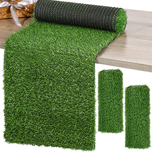 2 Pcs 12 x 120 Inch Grass Table Runner Artificial Turf Table Runner Synthetic Grass Tabletop Decor Green Rug Placemats Liner for Parties Wedding Banquet Faux Moss Decor - size: 12 x 120 Inch