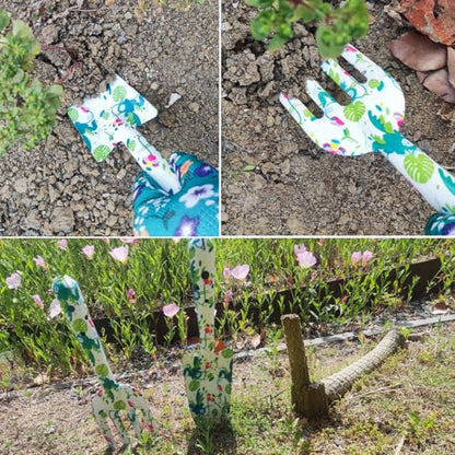 Printed Floral Garden Tool Set,Aluminum Garden Tools Set, Heavy Duty Gardening Tool Kits,4 Pcs Gardening Tools with Trowel, Rake, Garden Gloves&Repotting Mat,Ideal Gift for Women