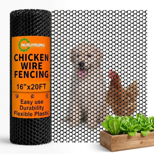 Plastic Wire Mesh Fence 16in x 20Ft Plastic Chicken Wire Mesh for Poultry, Dogs, Rabbit, Snake Barrier & Gardening Versatile Plastic Fencing (16in x 20Ft, Black) - color: Black, size: 16in x 20Ft