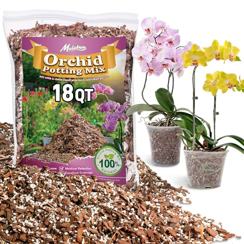 Orchid Bark Potting Mix - 18QT Natural Orchid Potting Mix for Repotting, Blended with Small Pine Bark and Perlite to Provide Ideal Ventilation and Good Drainage for Orchids and Other Potted Plants - size: 18 qt