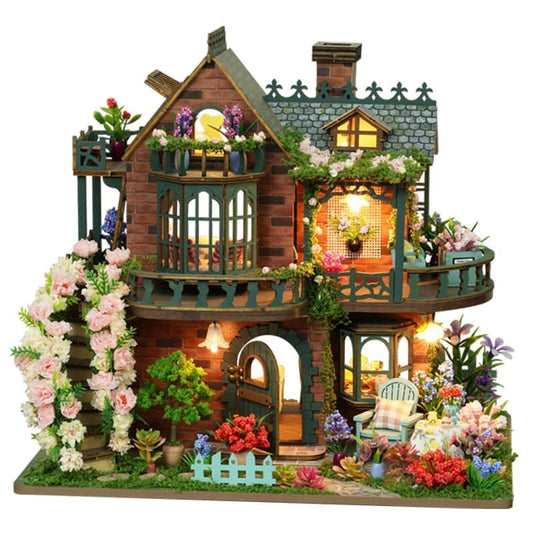 DIY Miniature House Kit w/LED, Mini House Building Kit for Adults | Creative Crafts for Christmas & Birthday, Fairy Garden