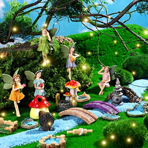 Unittype 19 Pcs Fairy Garden Accessories Outdoor Miniature Fairy Figurine - style: Fairy