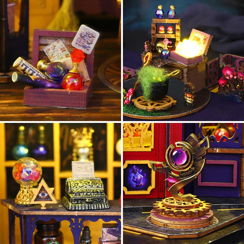DIY Book Nook Kit - Miniature Dolls House Kit with Furniture and LED Light, 3D Puzzle Wooden Art Bookends, Model Kits for Adults to Build (Magic Energy Station) - style: Baroque