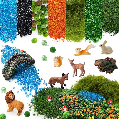 Fairy Garden Accessories, Decorative Sand, Grass, Moss Stick, Miniature Garden Figurines with Moss for DIY, Micro Landscape Decoration