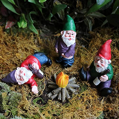 Tirifer 4Pcs Miniature Garden Gnome Set, Wizard Gnome 3D Dwarves Fairy Garden Gnome Statue Kit, Mini Outdoor Sculpture Garden Figurine Decoration for Lawn Yard Balcony Porch Patio