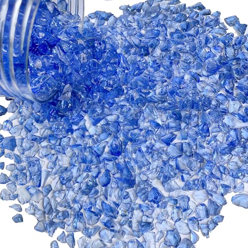 1.3 LB Crushed Glass Broken Pieces for Resin Arts,Crafts Project,Sky Blue | Crush Terrarium Rocks Stones,Fire Pit Fireplace,Succulents,Vase Fillers Candle Holder Fishbowl Decor - color: Sky Blue