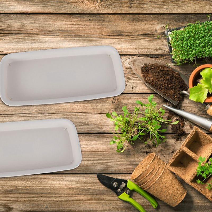 Healeved 3pcs Plastic Flowerpot Trays Rectangular Plant Saucer Elegant Square Plant Water Plate Bonsai Water Trays - size: 31.00X10.50X2.80CM