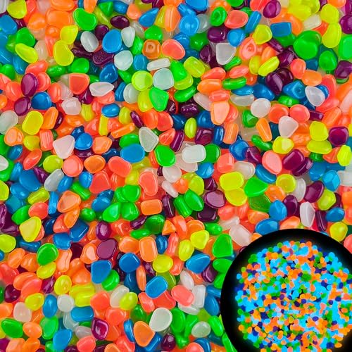 1000pc Glow in The Dark Stones Glow Pebbles for Outdoor Garden Luminous Pebbles Fish Tank Rocks Glow Stones Glowing Rocks Outdoor Luminous Stone for Patio Aquarium Walkway Driveway,Color - size: 1000, style: Multi