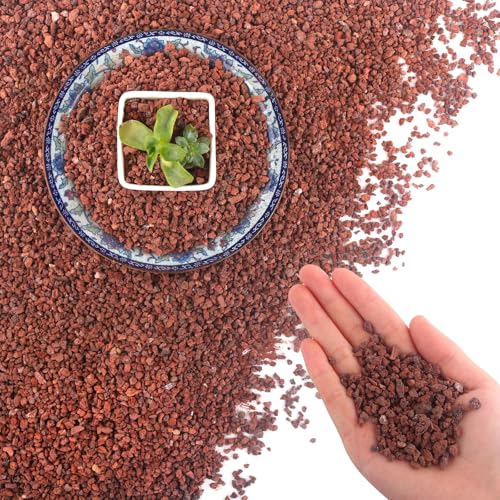 Mulctun 45Lb Horticultural Lava Rock - Succulent Soil Amendment, Decorative Cactus Soil Potting Mix, Volcanic Rock for Aquarium, Fairy Gardening Top Dressing Plant Drainage - color: Red