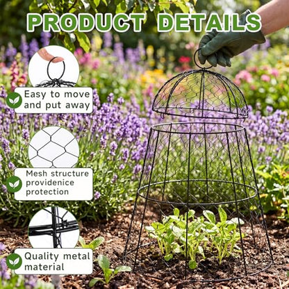 Sadnyy 12 Pack Garden Chicken Wire Cloche, 13" W X 15.7" H Plant Protectors and Covers, Wire Garden Cloches from Animals Metal Cage Plant Protection Strong and Not Easy to Deform - size: 13" D X 15.7" H, style: Detachable Style
