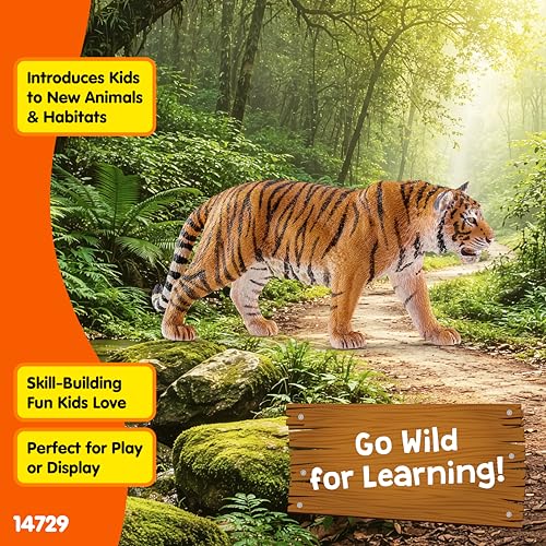 Schleich Wild Life - Realistic Tiger Figurine Toy - Kids Ages 3+ | 14729 | Wild Animal Figurine, Realistic Animal Toys, Safari Toy for Boys and Girls, Screen-Free Imaginative Pretend Play, Montessori