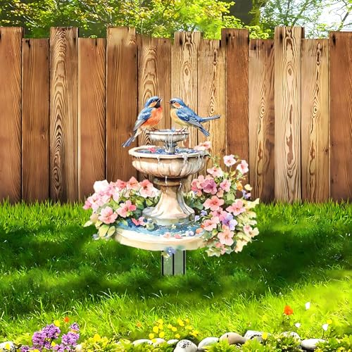 Bird Garden Stakes Decor Yard Acrylic - 2D Spring Garden Acrylic Sign Decoration, Fantasy Yard Art, Gift for Nature Lovers, for Indoor & Outdoor Flower Pots, Yard, Mini Gardens & Lawn (5.9”x5.9”) Y64