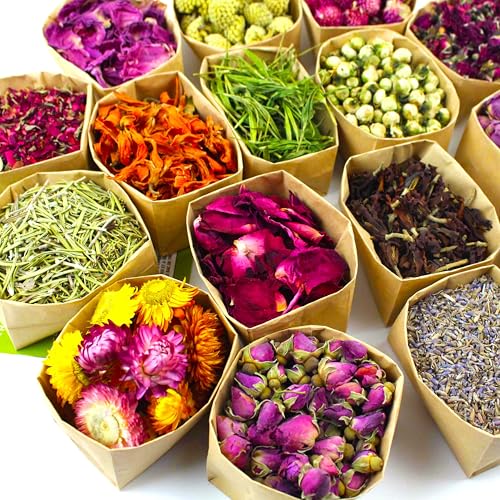 16 Bags Set Dried Flowers Artisan Dried Flower Kit - Candle Making Soap Making DIY Candel Flowers-,Lavender,Roseleaf,Pink Rose,Jasmine,Petal and More - color: Styleb 16 Bags*0.3oz
