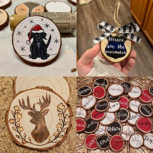 Fuyit Unfinished Wood Slices, No Hole Natural Wooden Circles for Craft | 25pcs 3.1-3.5 inch slices, Original Barks, DIY Crafts & Decorations, Painting & Lettering, Rustic Wedding & Home Decor - size: No Hole 3.1-3.5 Inches