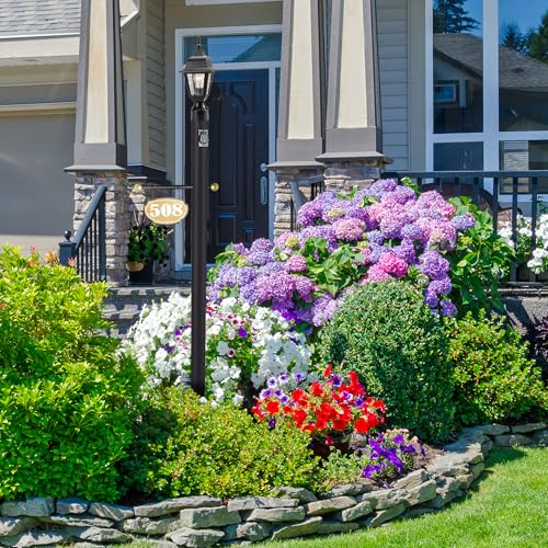 Design House Oakmont Outdoor Lamp Post, Integrated Outlet, Weather-Resistant, Powder-Coated Steel, 15.5-in. Plastic Cross-Arm, Easy Installation, Black, 3 in. Diameter x 80 in. H, 579714 | With Outlet, In Ground, Traditional, Steel, Lighting, 579714 - col