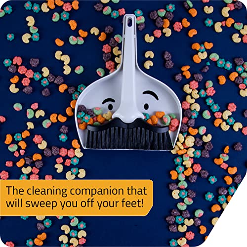 Peleg Design Dustache Small Dustpan and Brush Set, Mini Broom and Dustpan Set, Mustache Design, Small Broom and Dustpan Set, for Home & On-The-Go - color: Black