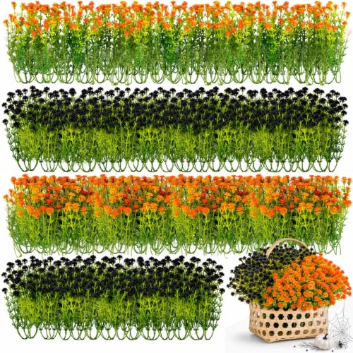 RAINFLOW Baby Breath Flowers Artificial - 100pcs Tiny Artificial Flowers - color: Black Orange, size: 100 PCS