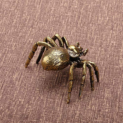 Brass Spider Figurine, Japanese Style Fengshui Wealth Sculpture Lucky Statue Tea Pet Miniature Artware Collectible Figure for Home Office - color: 1 Spider Statue