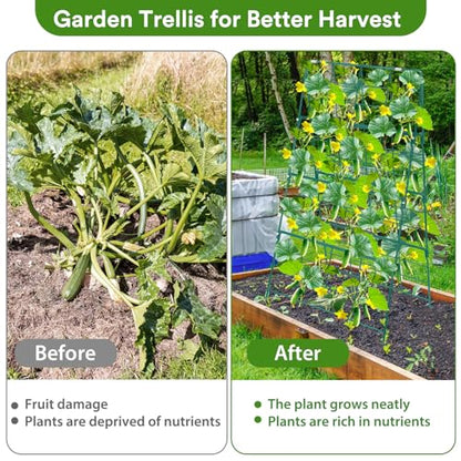 17 x 42 Inch Garden Trellis for Raised Beds Foldable Climbing Plant Support Cucumber Trellis Outdoor A-Frame Metal Vegetable Trellis with Garden Supplies for Grape Tomato Peas Flower - size: 17 x 42 Inch