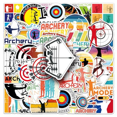 50Pcs Archery Stickers, Waterproof Vinyl Bow and Arrow Stickers for Adults Teens Kids, Cool Archery Target Decals for Water Bottles Laptops Skateboards, Archery Lover Gifts for Sport Fans - color: Archery Sticker