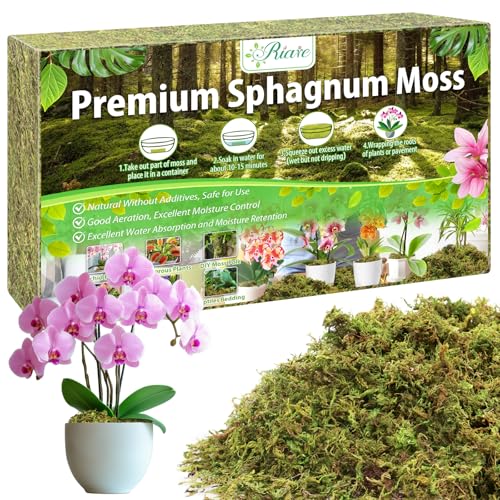Riare 7OZ Premium Sphagnum Moss for Plants- 10QT Natural Dried Plant Moss - size: 10 QT(Appx.7oz)
