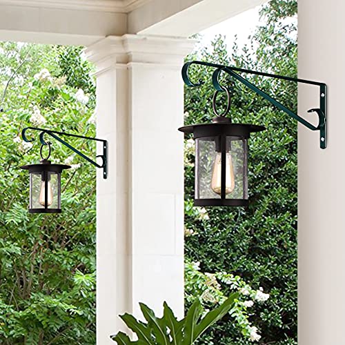 Plant Hangers Outdoor (2 Pack-15.4 Inch Blackish Green) Plant Hooks Heavy Duty Iron Plant Hanger Hook for Wall, Hanging Plant Bracket for Planters, Bird Feeders, Lanterns, Wind Chimes, Outdoor | Heavy Duty Iron Plant Hanger Hook for Wall, Hanging Plant Br