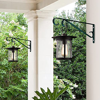 Plant Hangers Outdoor (2 Pack-15.4 Inch Blackish Green) Plant Hooks Heavy Duty Iron Plant Hanger Hook for Wall, Hanging Plant Bracket for Planters, Bird Feeders, Lanterns, Wind Chimes, Outdoor | Heavy Duty Iron Plant Hanger Hook for Wall, Hanging Plant Br