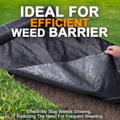Winisok 4FT x 300FT Weed Barrier Landscape Fabric, 3.2oz Woven Garden Cloth, Heavy Duty Breathable Ground Cover for Landscaping, Gardening and Farming - size: 4ft x 300ft