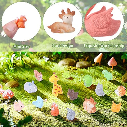 Fairy Garden Accessories, 50 Pcs Mini Resin Animals Miniature Figurines | Resin Figures 50 Styles Small Resin Tiny Animals for Garden Accessories Outdoor Landscape Miniatures Dollhouse Home Decor