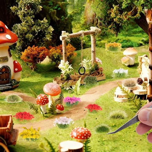 129 Pcs Static Grass Tuft Model Artificial Model Miniature Flowers Cluster
