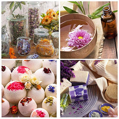 24 Bags Dried Flowers,100% Natural Dried Flowers Herbs Kit for Soap Making, DIY Candle Making,Bath - Include Rose Petals,Lavender,Don't Forget Me,Lilium,Jasmine,Rosebudsand More - color: 24 Bags*9g