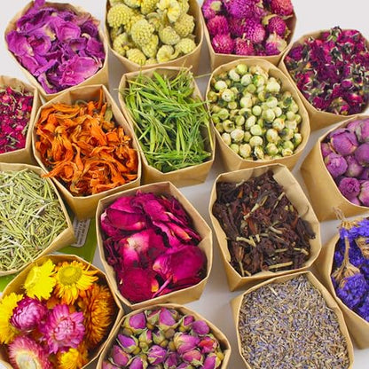 16 Bags Set Dried Flowers Artisan Dried Flower Kit - Candle Making Soap Making DIY Candel Flowers-,Lavender,Roseleaf,Pink Rose,Jasmine,Petal and More - color: Styleb 16 Bags*0.3oz