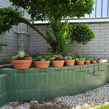 Yishang 2.7 Inch Shallow Terracotta pots,Small Hand Craft Nursery Plant Pot,Mini Clay Cactus/Succulent/herb Container with Drain Hole for Seeding - Set of 30 - size: 2.7 inches