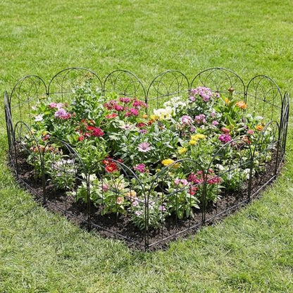 Small Garden Fence 24in(H) x20ft(L), Decorative Fencing 19 Pack | Rustproof Metal, No Dig Animal Barrier, Black Arch Border Panel for Rabbit and Dog, Flower Bed, Yard, Patio, Outdoor - size: 19 Panel