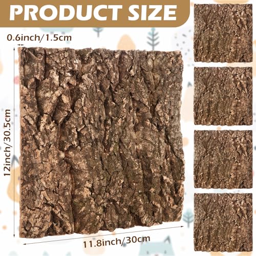 JMIATRY 4PCS Reptile Cork Bark 12x12 Inch Large Cork Bark Flats for Reptile | Natural Cork Background forTerrarium, Reptile Terrarium, DIY Background Climbing Wall, Gecko Snake Vivarium Decor