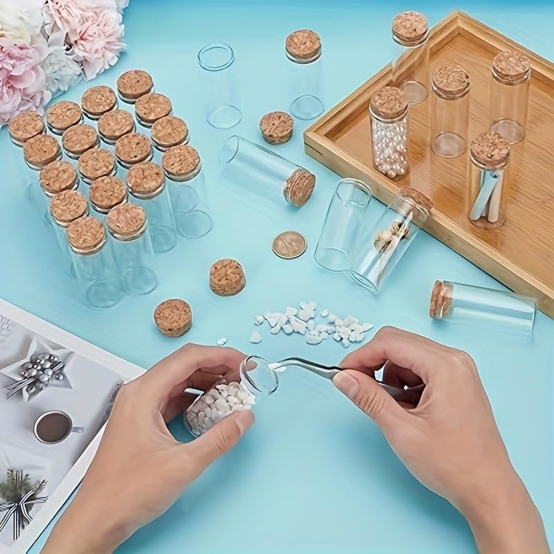 30x60mm 25ml Glass Vials Jars Test Tube With Cork Stopper Empty Glass Transparent Clear Bottles 12pcs (12, 25ml-30x60mm) - size: 25ml-30x60mm