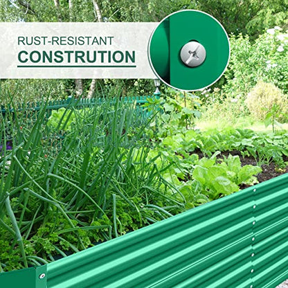 Land Guard 6×3×2 ft Galvanized Metal Raised Garden Bed, 2FT Deep Root Elevated Planter Box Steel Large Vegetable Flower Bed Kit(Green) - color: Green, size: 6×3×2ft（Rectangular）