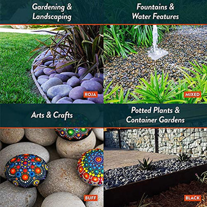 Mexican Beach Pebbles | 2000 Pounds of Smooth Unpolished Stones | Hand-Picked, Premium Pebbles for Garden and Landscape Design | Black, 2 Inch - 3 Inch - color: Black, size: 2 Inch - 3 Inch