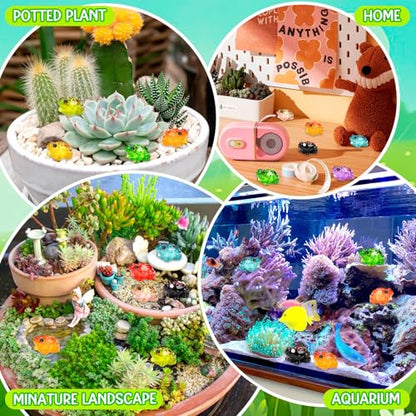 40PCS Luminous Mini Resin Frog 10 Colors Tiny Frog for Craft