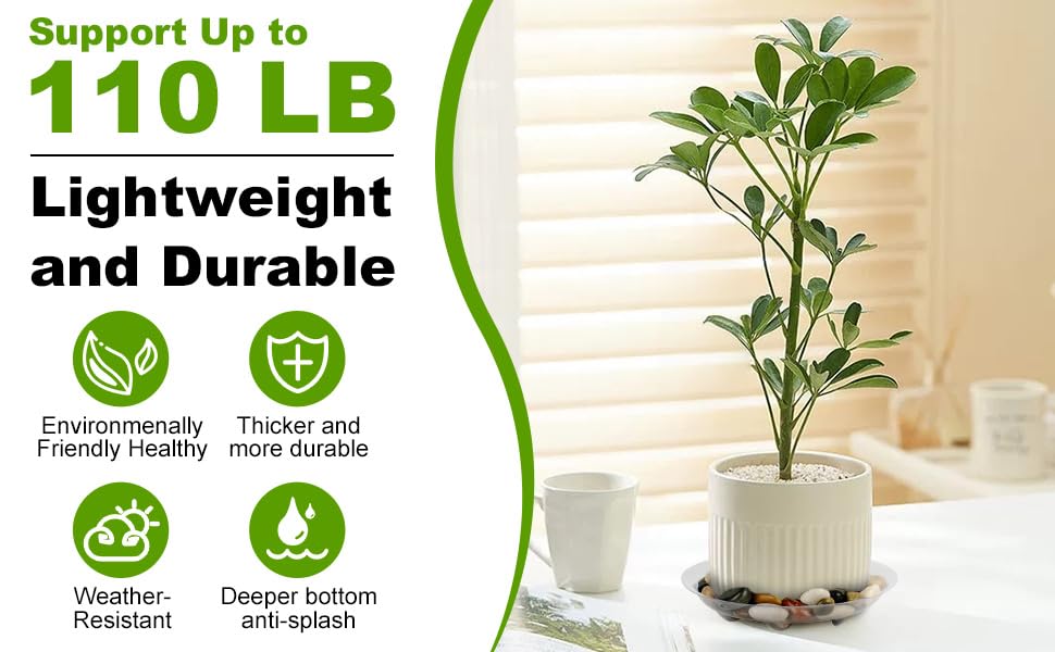 6 Pack 12 Inch Heavy Duty Clear Plastic Plant Saucer Sturdy Pot Tray Plant Drip Trays for pots,Plant Water Catcher Tray,Flower Pot Saucer Water Drainage Tray Floor Protector (12 Inch) - size: 12 inch