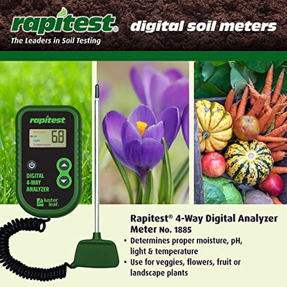 Luster Leaf Rapitest 4-Way Digital Soil Analyzer for pH, Moisture, Temperature, and Light – Designed and Engineered in the USA