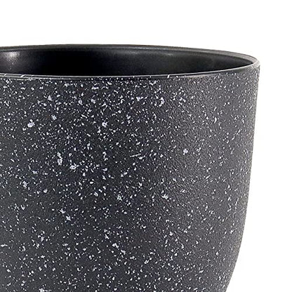 UOUZ 12/10/9 Large Modern Plant Pots, Plastic Planters with Drainage Holes and Saucers for Indoor Outdoor Plants Flowers, Black Speckles - color: Black Speckles